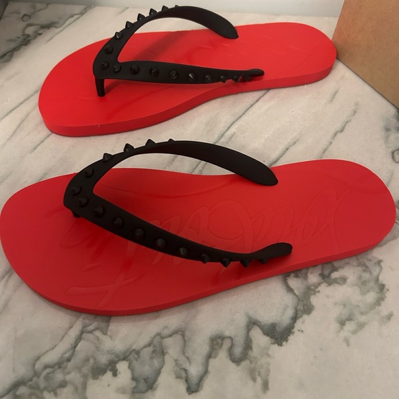 Christian Louboutin Red loubi Flip Flops size 43 new - Picture 3 of 5
